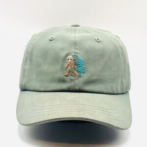 Tentree Sasquatch Bigfoot Hiking Embroidered Green Baseball Hat Tencel Fabric
